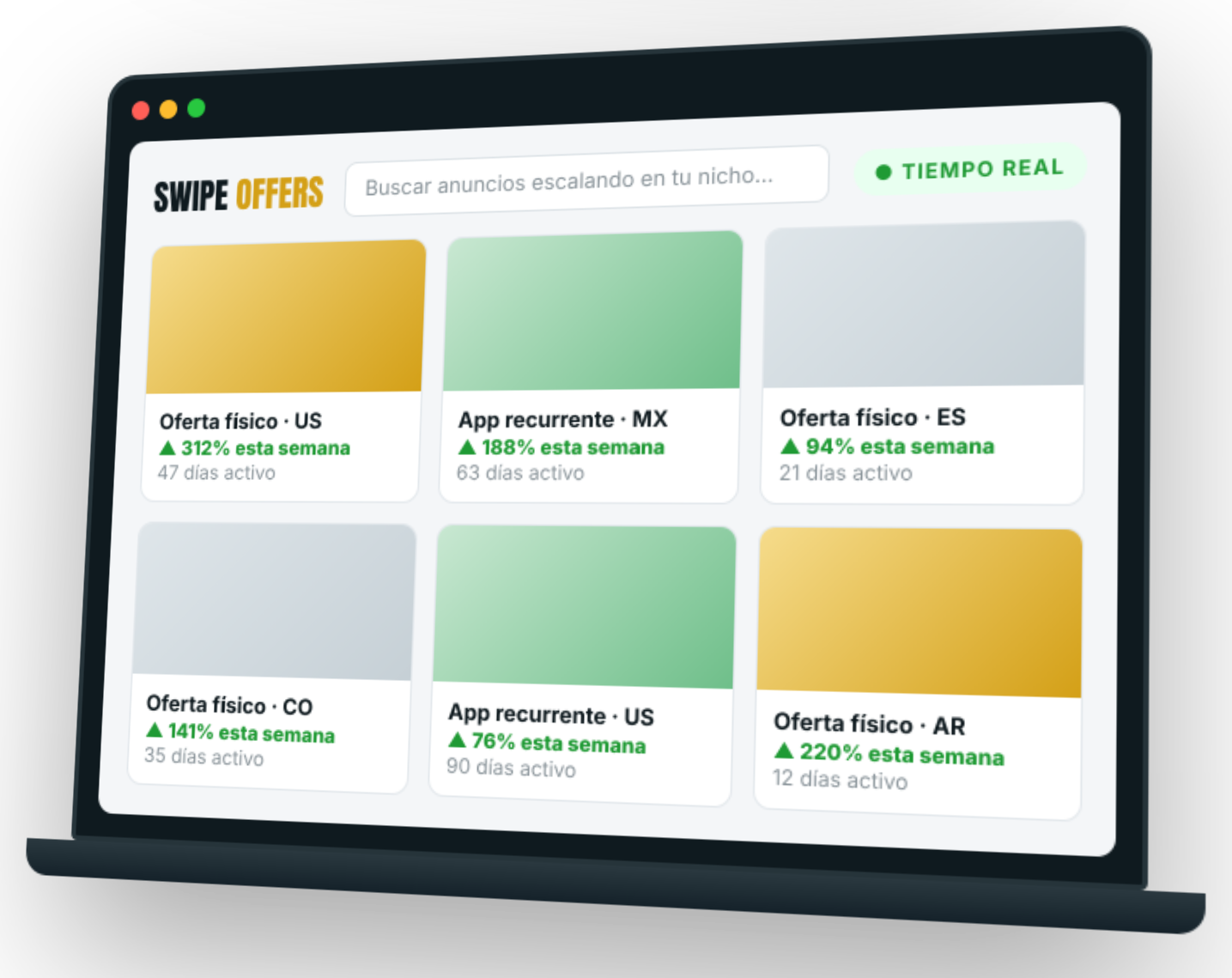 Swipe Offers — anuncios escalando en tiempo real